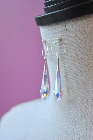 CLEAR AB CUT SWAROVSKI CRYSTALS STATEMENT EARRINGS