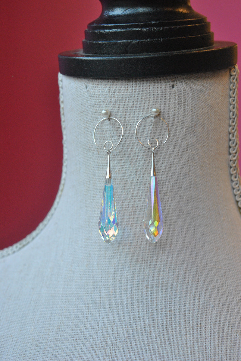 CLEAR AB CUT SWAROVSKI CRYSTALS STATEMENT EARRINGS