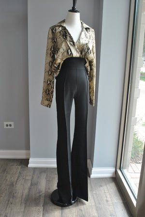 SILKY SNAKE PRINT LONG SLEEVE TOP