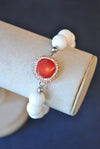WHITE ONYX AND RED CORAL WITH SWAROVSKI CRYSTALS