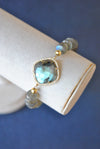 LABRADORITE AND RHINESTONES GOLD FINISH BRACELET