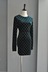 EMERALD GREEN VELVET MINI DRESS WITH OPEN BACK