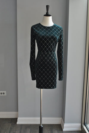 EMERALD GREEN VELVET MINI DRESS WITH OPEN BACK