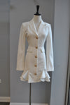 WHITE JACKET DRESS WITH GOLD BUTTONS