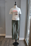 OLIVE GREEN CROPPED PANTS