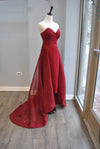 BURGUNDY STRAPLESS GOWN