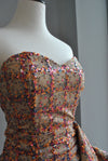 CLEARANCE - MULTICOLOR STRAPLESS SEQUIN MESH DRESS