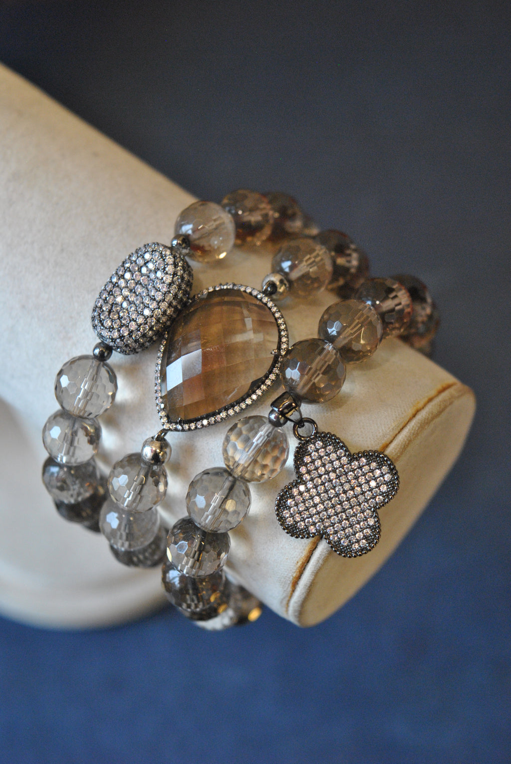 SMOKY QUARTZ STRETCHY BRACELETS SET