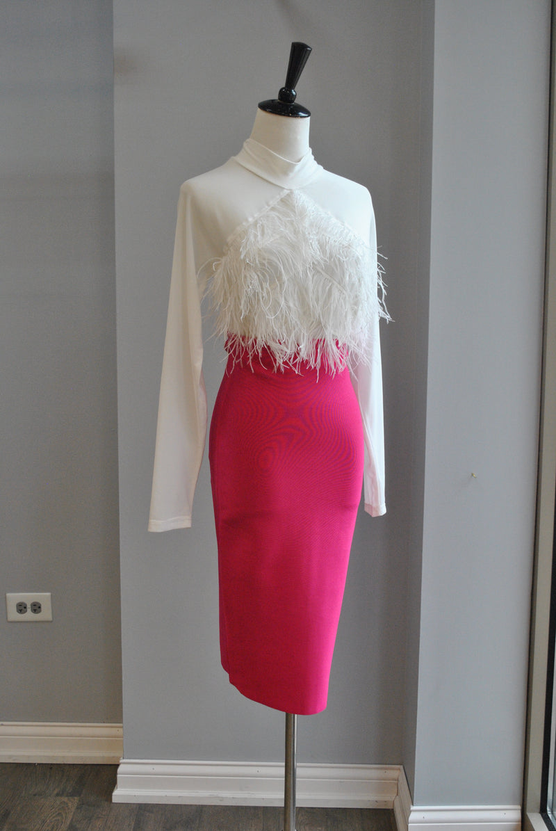 MAGENTA BANDAGE PENCIL SKIRT