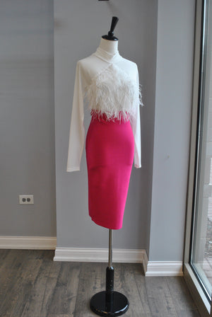 MAGENTA BANDAGE PENCIL SKIRT
