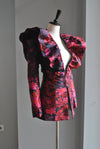 NAVY AND RED STATEMENT JACKET AND CROPPED PANTS SET