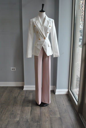 BLUSH PINK HIGH WAISTED FLAIR PANTS