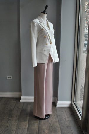 BLUSH PINK HIGH WAISTED FLAIR PANTS