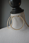 FASHION COLLECTION - WHITE GLASS PEARLS OVERSIZED HOOP EARRINGS