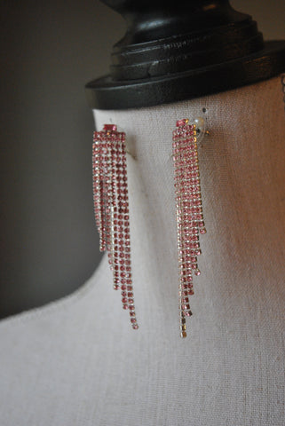 RUBY AND RHINESTONES STATEMENT EARRINGS