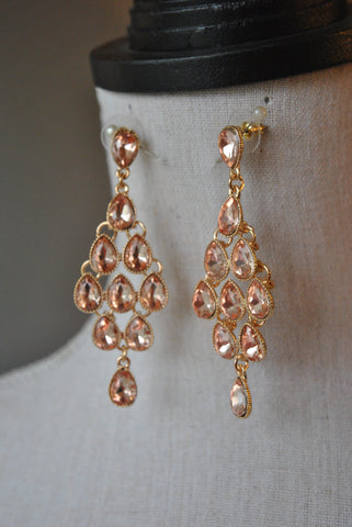 RUBY AND RHINESTONES STATEMENT EARRINGS