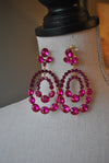 FASHION COLLECTION - MAGENTA CRYSTALS STATEMENT EARRINGS