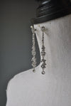 WHITE FRESHWATER PEARLS WITH SWAROVSKI CRYSTALS LONG EARRINGS