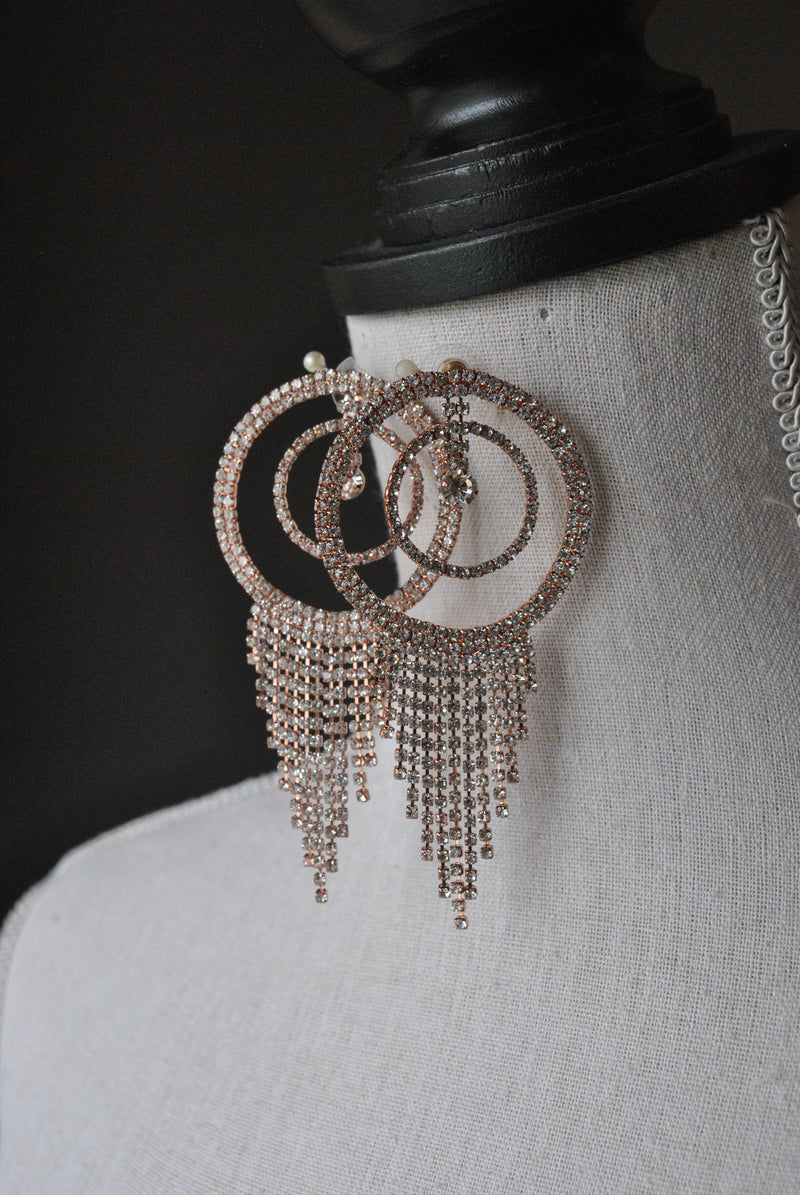 FASHION COLLECTION - ROSE GOLD RHINESTONES EARRINGS