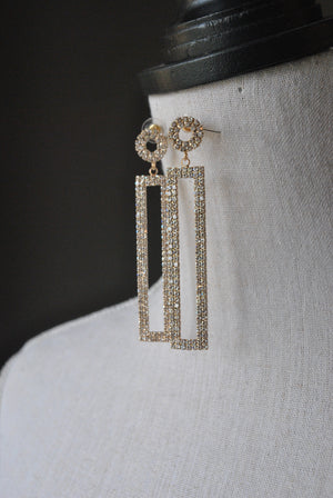 FASHION COLLECTION - GOLD RHINESTONES EVENING EARRINGS