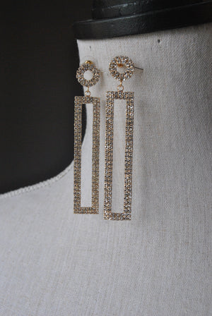 FASHION COLLECTION - GOLD RHINESTONES EVENING EARRINGS