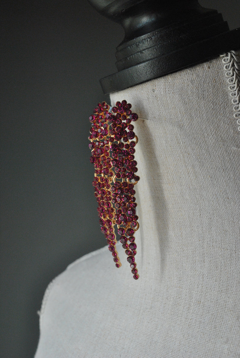 FASHION COLLECTION - FUSCHIA PINK CRYSTALS STATEMENT EARRINGS