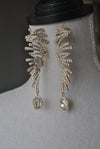 FASHION COLLECTION - CLEAR CRYSTALS ON GOLD STATEMENT EVENING EARRINGS