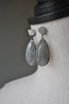 LABRADORITE AND RHINESTONES STERLING SILVER DROP EARRINGS