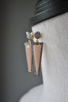 PEACH MOONSTONE AND RHINESTONES EARRINGS