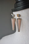 PEACH MOONSTONE AND RHINESTONES EARRINGS