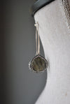 LABRADORITE AND SWAROWSKI CRYSTALS TEARDROP LONG EARRINGS