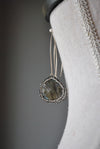 LABRADORITE AND SWAROWSKI CRYSTALS TEARDROP LONG EARRINGS