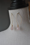 ROSE QUARTZ DROPS LONG EARRINGS