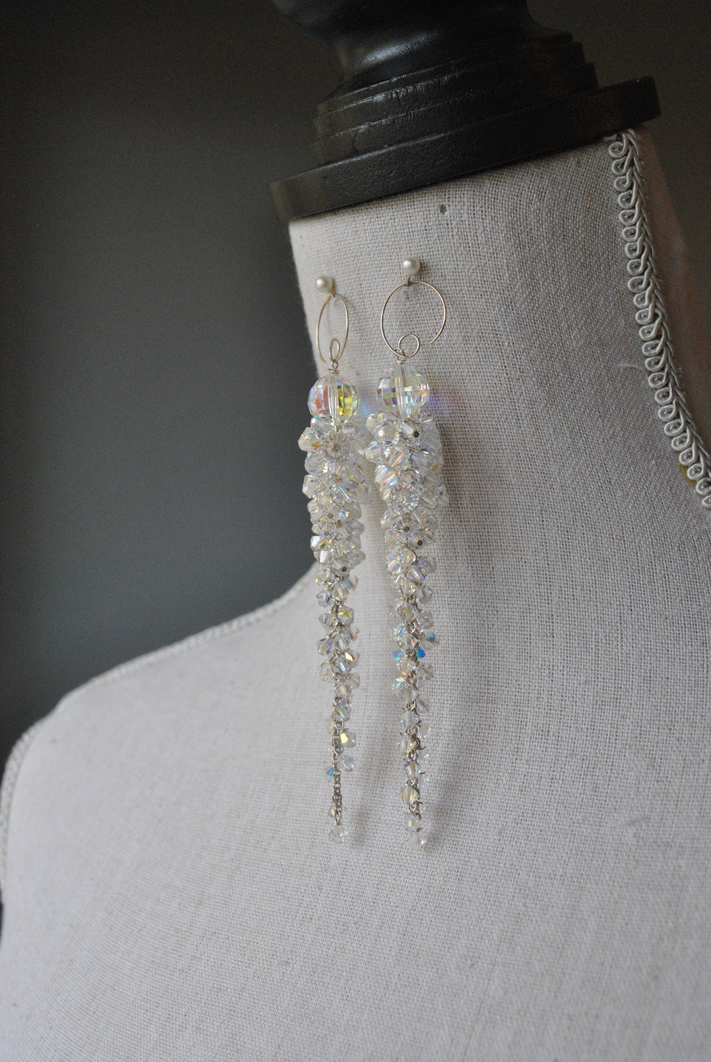 SWAROVSKI CRYSTALS LONG STATEMENT EARRINGS