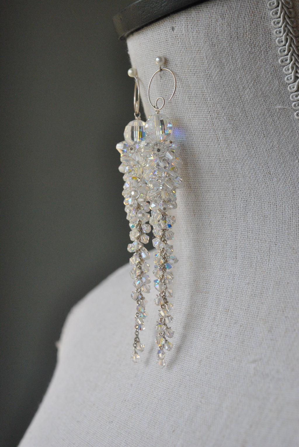 SWAROVSKI CRYSTALS LONG STATEMENT EARRINGS