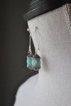 MINT AMAZONITE AND SWAROVSKI CRYSTALS DROP EARRINGS