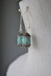 MINT AMAZONITE AND SWAROVSKI CRYSTALS DROP EARRINGS