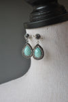 AMAZONITE TAERDROPS AND SWAROVSKI CRYSTALS STUDS EARRINGS