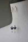 BLUE SAPPHIRE AND SWAROVSKI CRYSTALS CHAIN LONG DROP EARRINGS