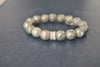 GREY MOONSTONES BLACK ONYX AND RHINESTONES STRETCHY BRACELETS