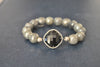 GREY MOONSTONES BLACK ONYX AND RHINESTONES STRETCHY BRACELETS