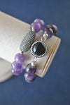 AMETHYST BLACK ONYX STRETCHY BRACELET SET