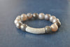 GARK GREY AND BURGUNDY MOONSTONES WITH SILVER RHINESTONES STRETCHY BRACELETS