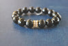 BLACK ONYX AND DRUZY CHARM ON GOLD STRETCHY BRACELET SET