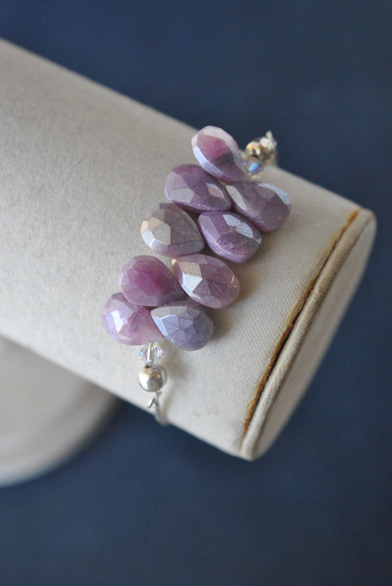 LAVENDER MOONSTONE TEARDROP ADJUSTABLE DELICATE BRACELET