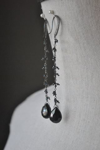 FASHION COLLECTION - BLACK TASSEL GOLD STATEMENT EARRINGS