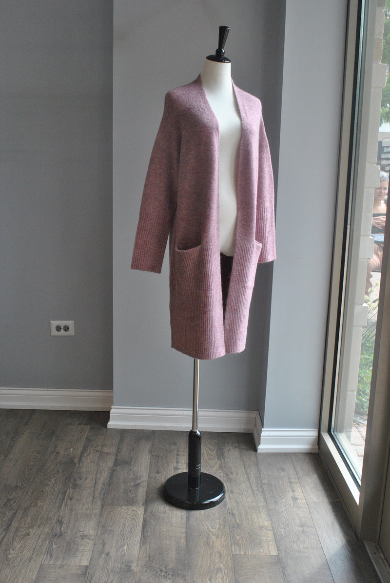 RASPBERRY OPEN STYLE CARDIGAN WITH SIDE POCKETS
