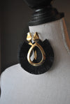 FASHION COLLECTION - BLACK TASSEL GOLD STATEMENT EARRINGS