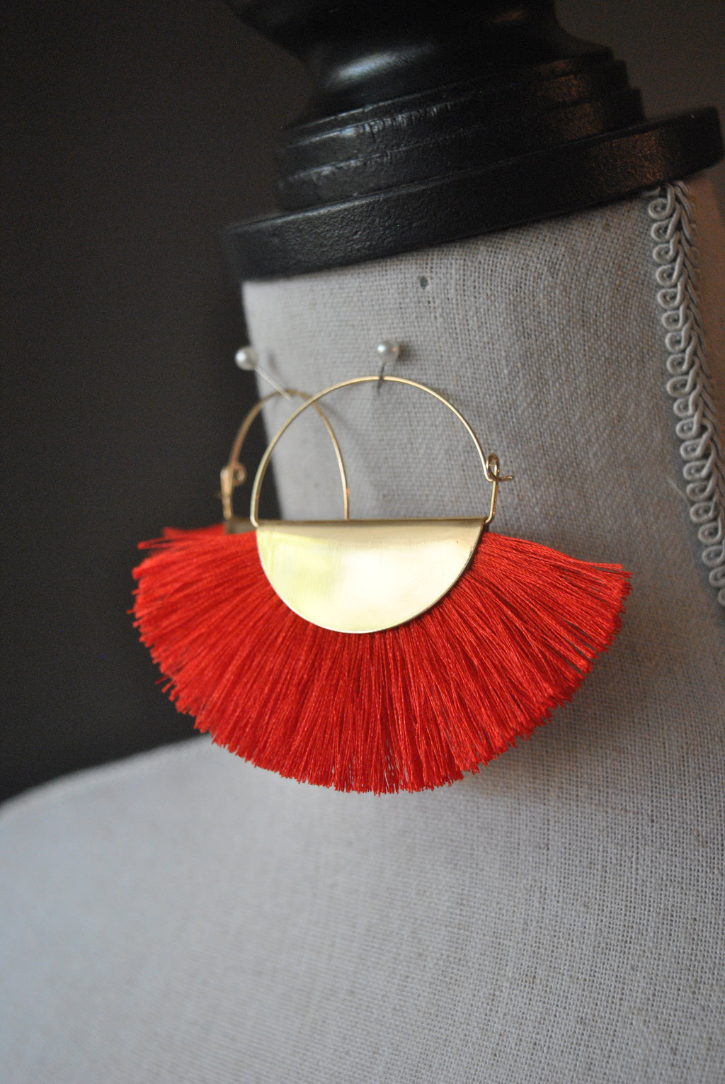 FASHION COLLECTION - RED TASSEL EARRINGS