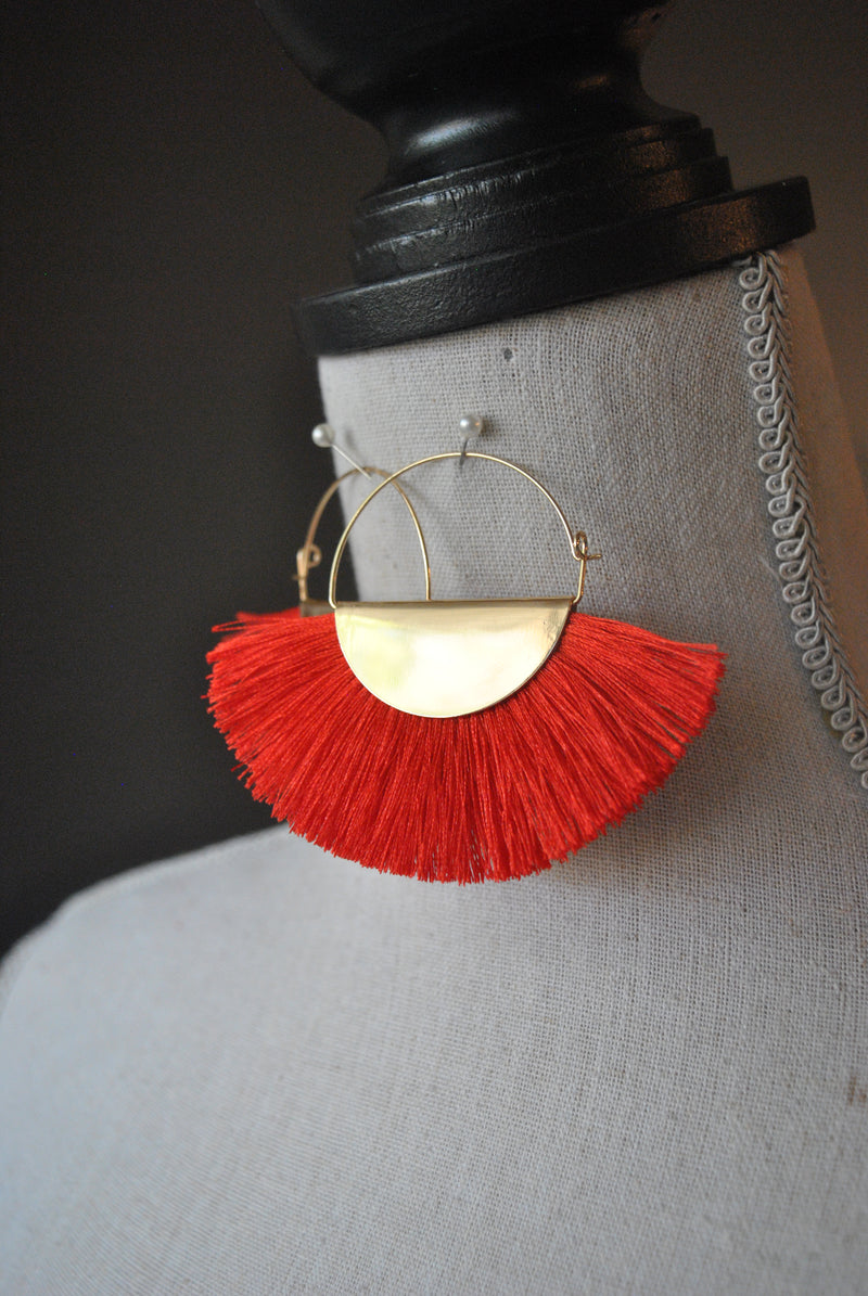 FASHION COLLECTION - RED TASSEL EARRINGS